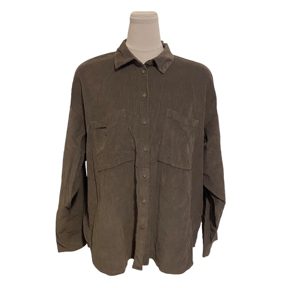 H&M Oversized Corduroy Button Down Shirt - Picture 1 of 8